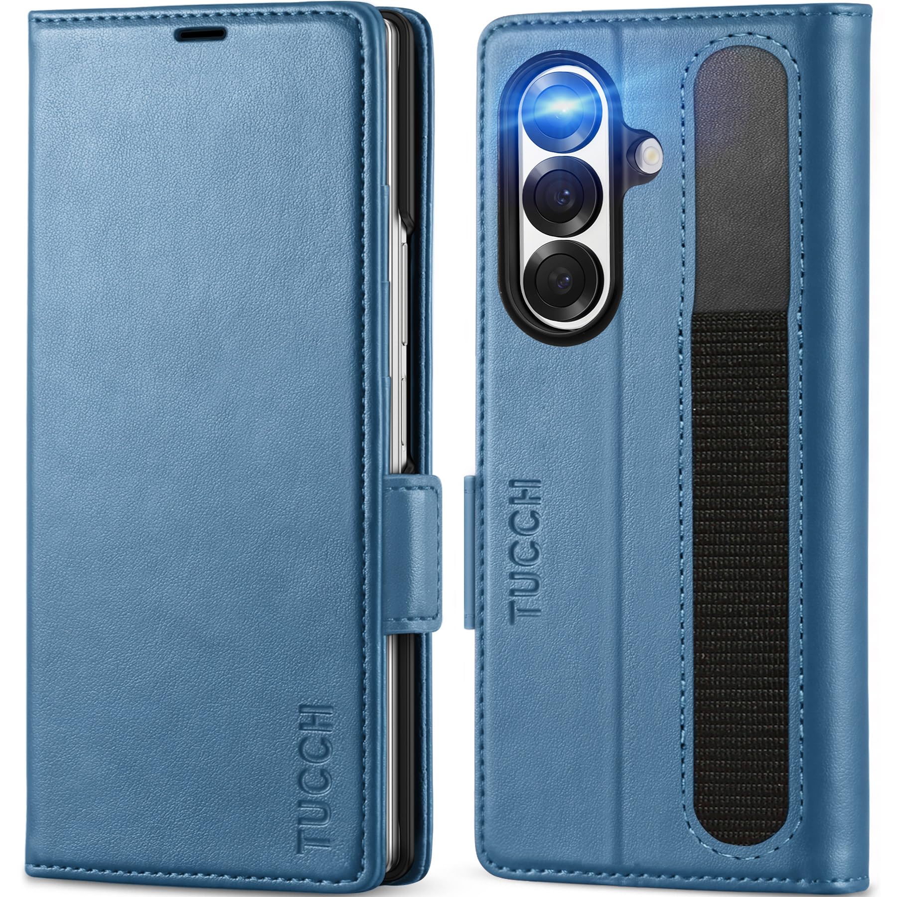 Galaxy Z Fold7 2025, PU Leather Folio Cover with Kickstand RFID Blocking [4 Card Slots] Magnetic Shock-Absorbent PC Shell Compatible with Galaxy Z Fold 7 (8.0") 5G, Black