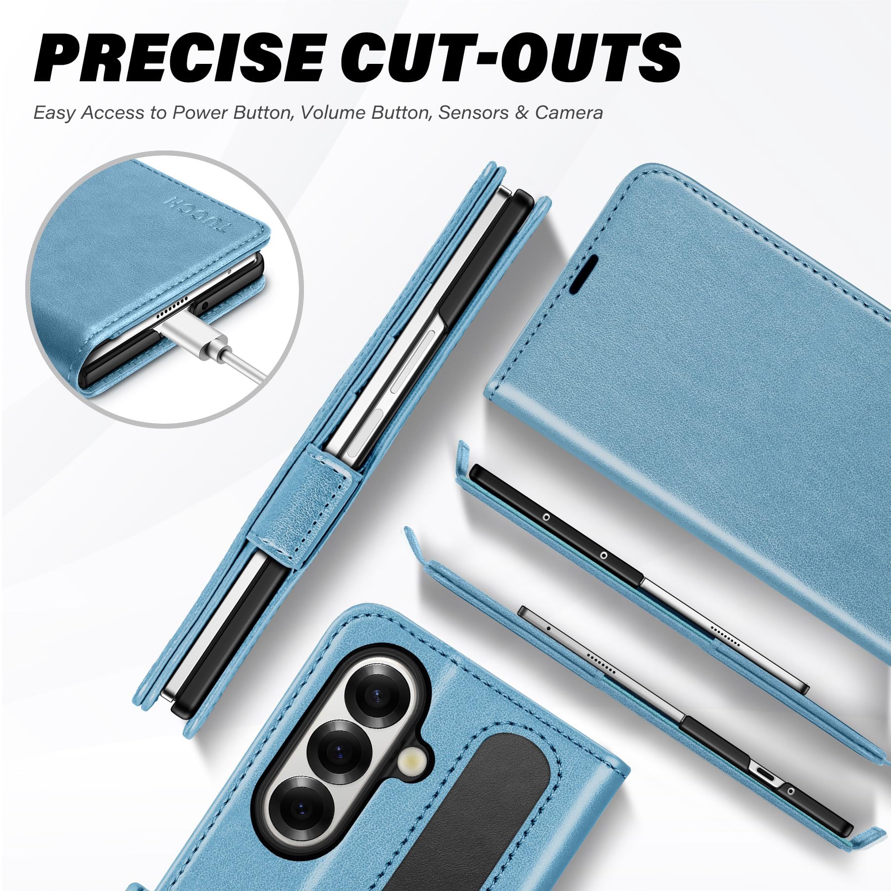 Galaxy Z Fold7 2025, PU Leather Folio Cover with Kickstand RFID Blocking [4 Card Slots] Magnetic Shock-Absorbent PC Shell Compatible with Galaxy Z Fold 7 (8.0") 5G, Black