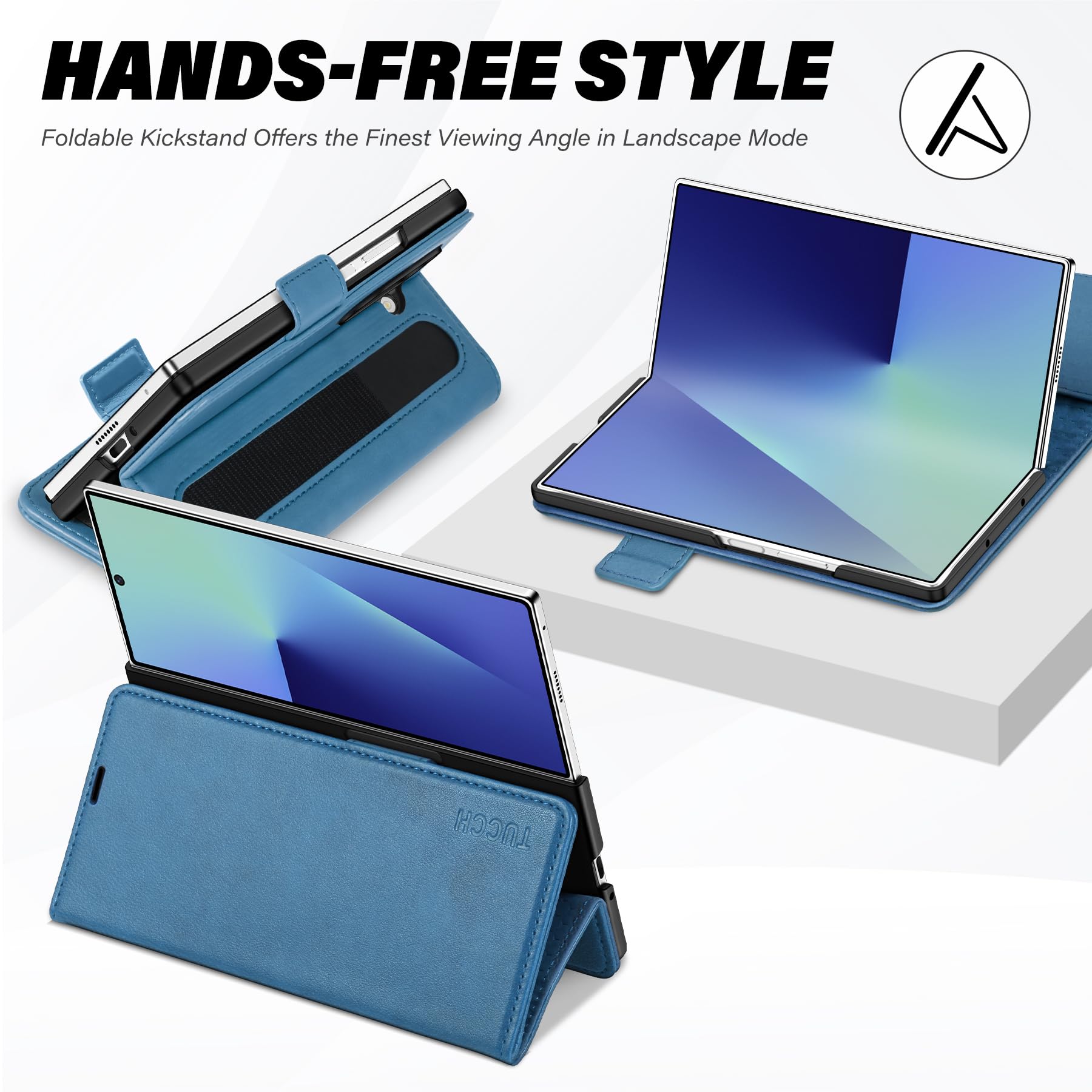 Galaxy Z Fold7 2025, PU Leather Folio Cover with Kickstand RFID Blocking [4 Card Slots] Magnetic Shock-Absorbent PC Shell Compatible with Galaxy Z Fold 7 (8.0") 5G, Black