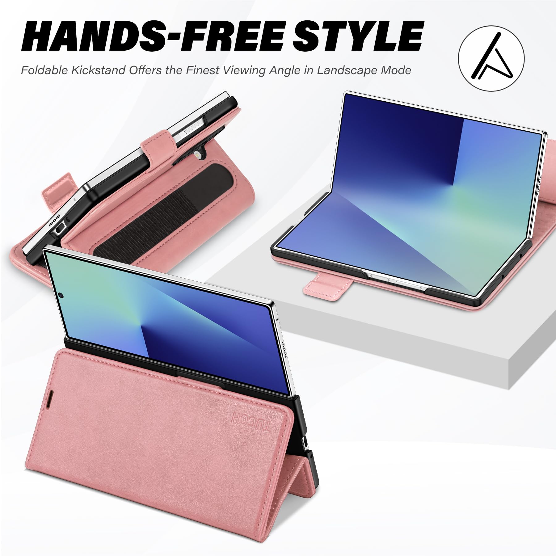 Galaxy Z Fold7 2025, PU Leather Folio Cover with Kickstand RFID Blocking [4 Card Slots] Magnetic Shock-Absorbent PC Shell Compatible with Galaxy Z Fold 7 (8.0") 5G, Black