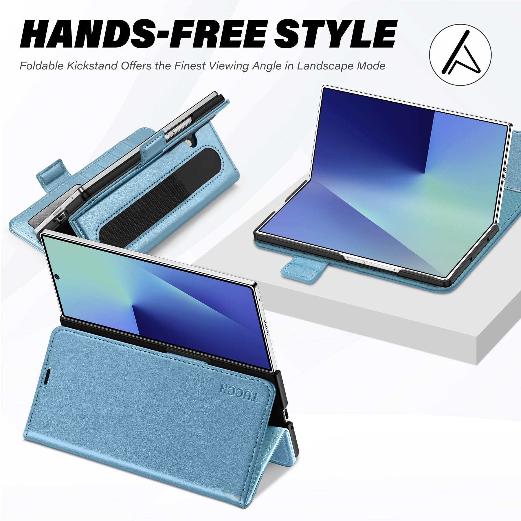 Galaxy Z Fold7 2025, PU Leather Folio Cover with Kickstand RFID Blocking [4 Card Slots] Magnetic Shock-Absorbent PC Shell Compatible with Galaxy Z Fold 7 (8.0") 5G, Black