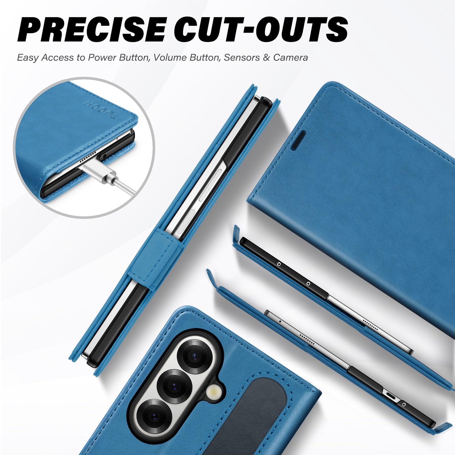 Galaxy Z Fold7 2025, PU Leather Folio Cover with Kickstand RFID Blocking [4 Card Slots] Magnetic Shock-Absorbent PC Shell Compatible with Galaxy Z Fold 7 (8.0") 5G, Black