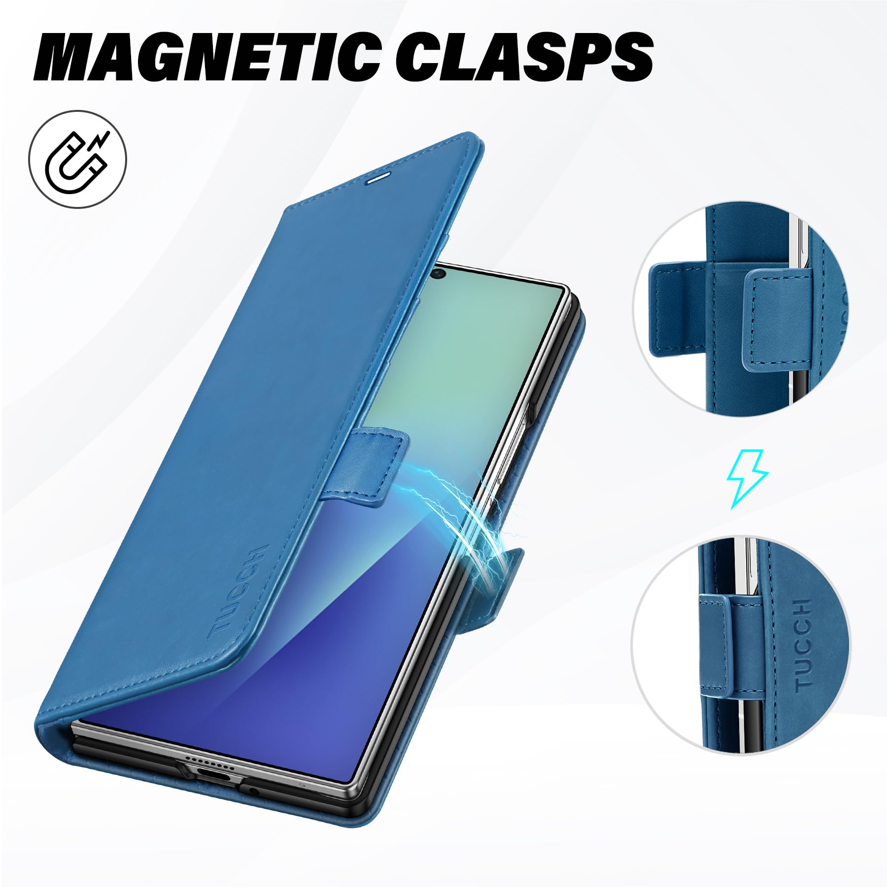 Galaxy Z Fold7 2025, PU Leather Folio Cover with Kickstand RFID Blocking [4 Card Slots] Magnetic Shock-Absorbent PC Shell Compatible with Galaxy Z Fold 7 (8.0") 5G, Black