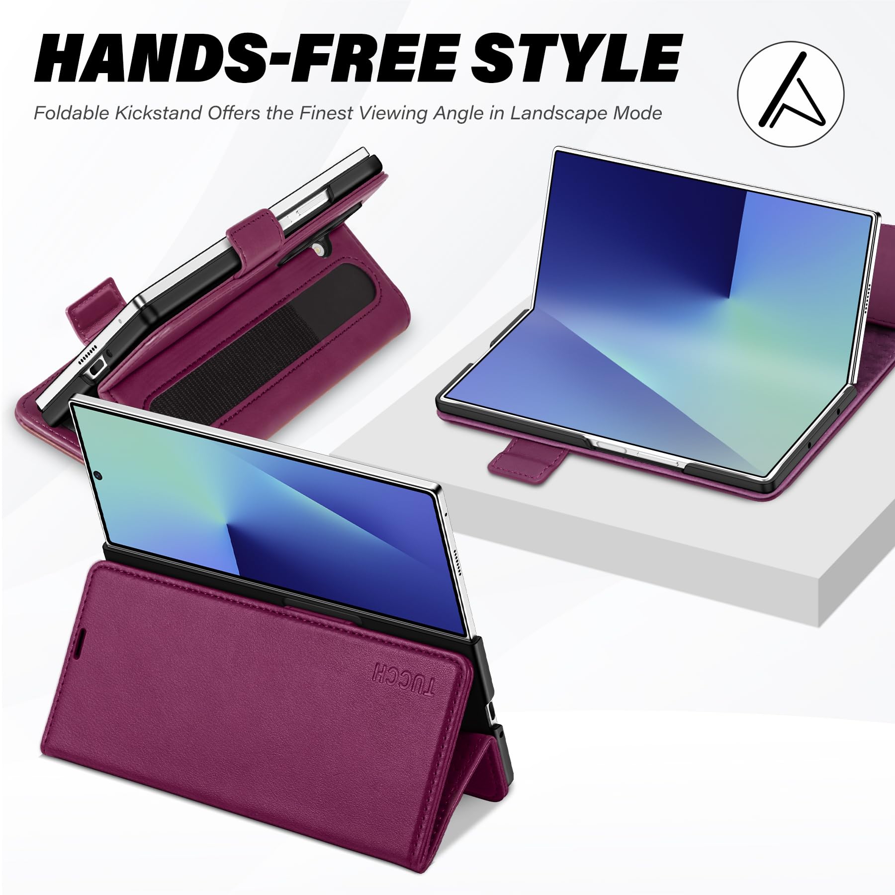 Galaxy Z Fold7 2025, PU Leather Folio Cover with Kickstand RFID Blocking [4 Card Slots] Magnetic Shock-Absorbent PC Shell Compatible with Galaxy Z Fold 7 (8.0") 5G, Black