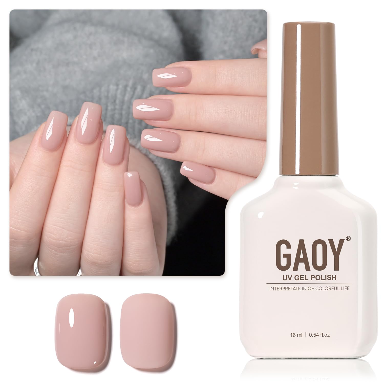 GAOY Sheer Light Pink Gel Nail Polish, 16ml Jelly Milky White Peach Translucent Color 1352 UV Light Cure Gel Polish for Nail Art DIY Manicure and Pedicure at Home