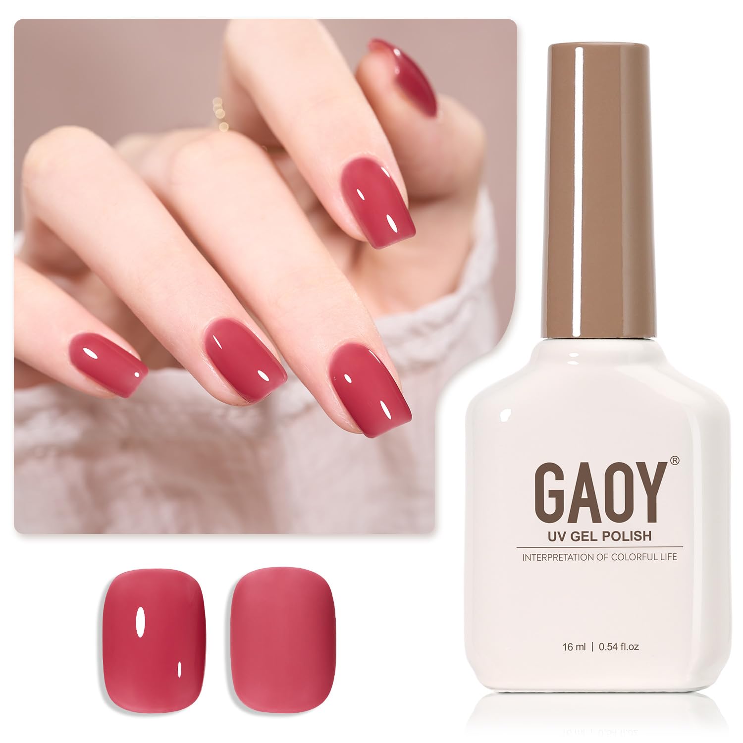 GAOY Sheer Light Pink Gel Nail Polish, 16ml Jelly Milky White Peach Translucent Color 1352 UV Light Cure Gel Polish for Nail Art DIY Manicure and Pedicure at Home