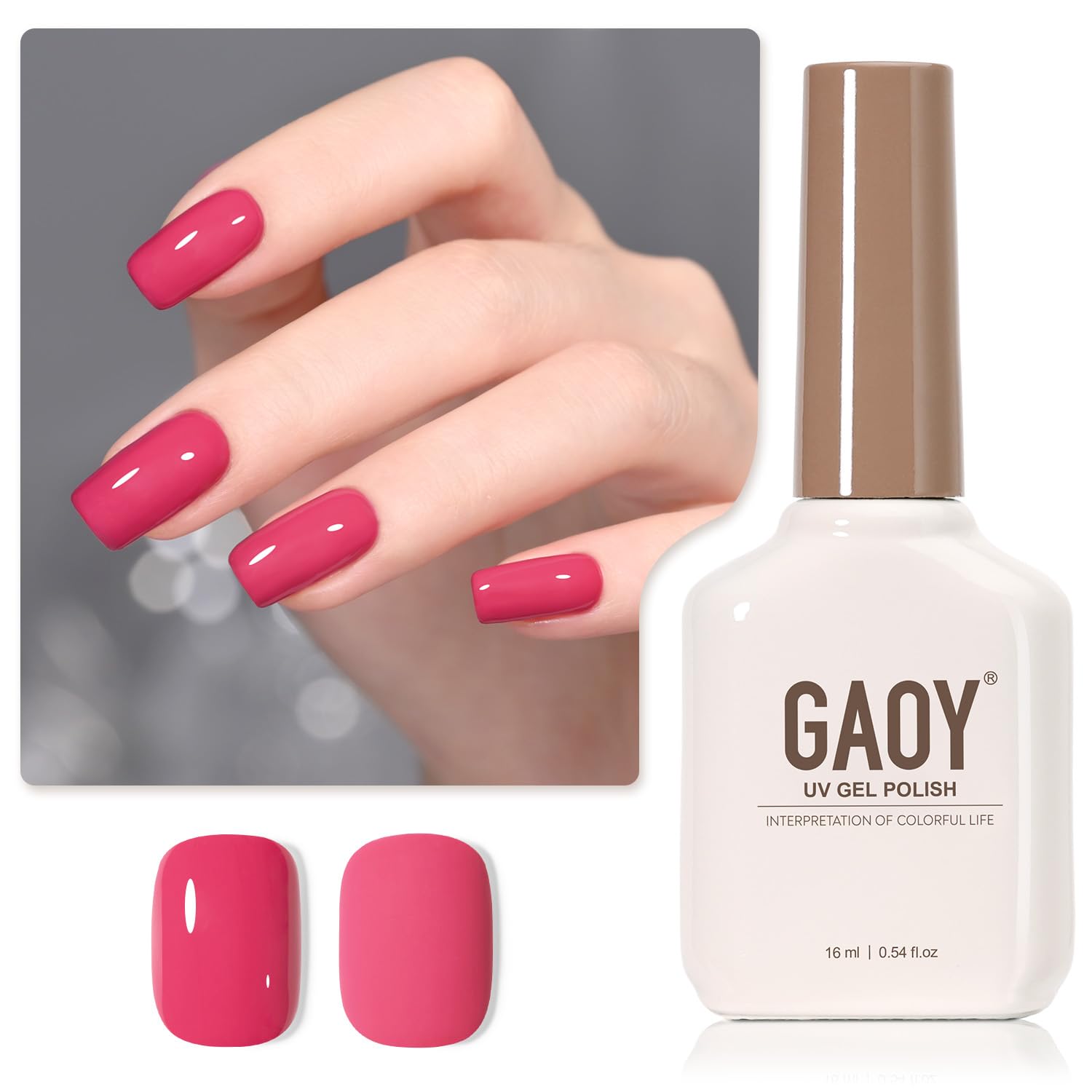 GAOY Sheer Light Pink Gel Nail Polish, 16ml Jelly Milky White Peach Translucent Color 1352 UV Light Cure Gel Polish for Nail Art DIY Manicure and Pedicure at Home