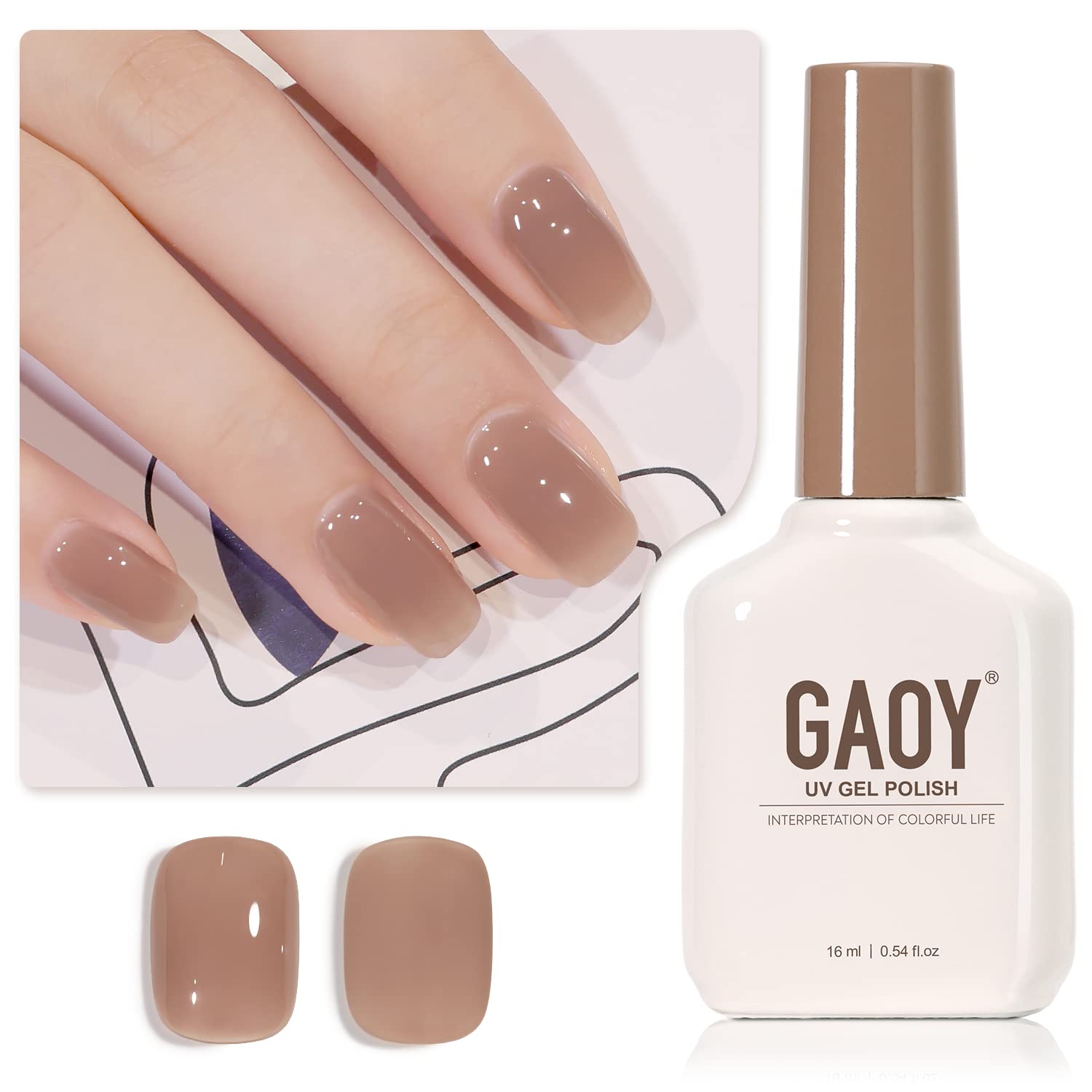 GAOY Sheer Light Pink Gel Nail Polish, 16ml Jelly Milky White Peach Translucent Color 1352 UV Light Cure Gel Polish for Nail Art DIY Manicure and Pedicure at Home