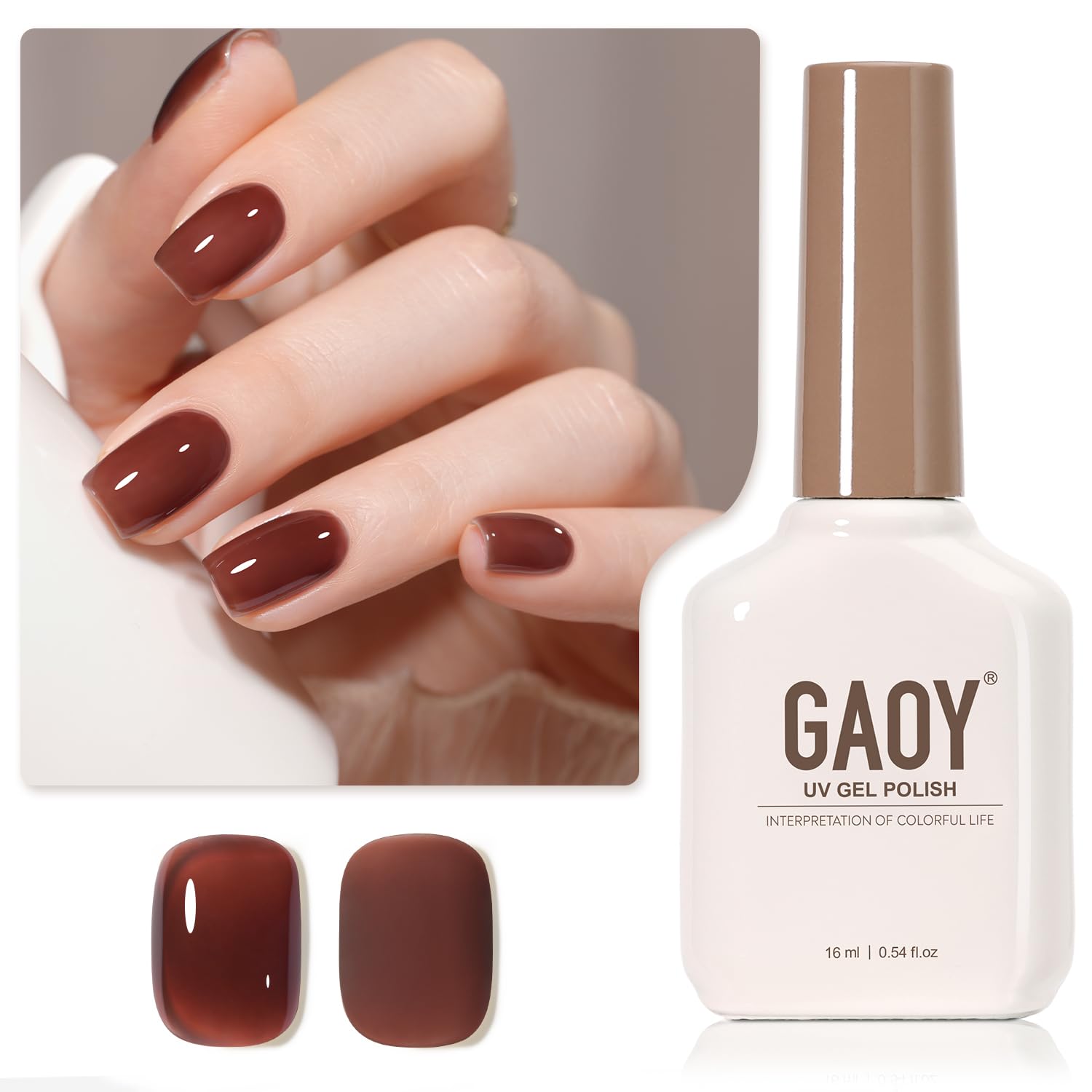 GAOY Sheer Light Pink Gel Nail Polish, 16ml Jelly Milky White Peach Translucent Color 1352 UV Light Cure Gel Polish for Nail Art DIY Manicure and Pedicure at Home