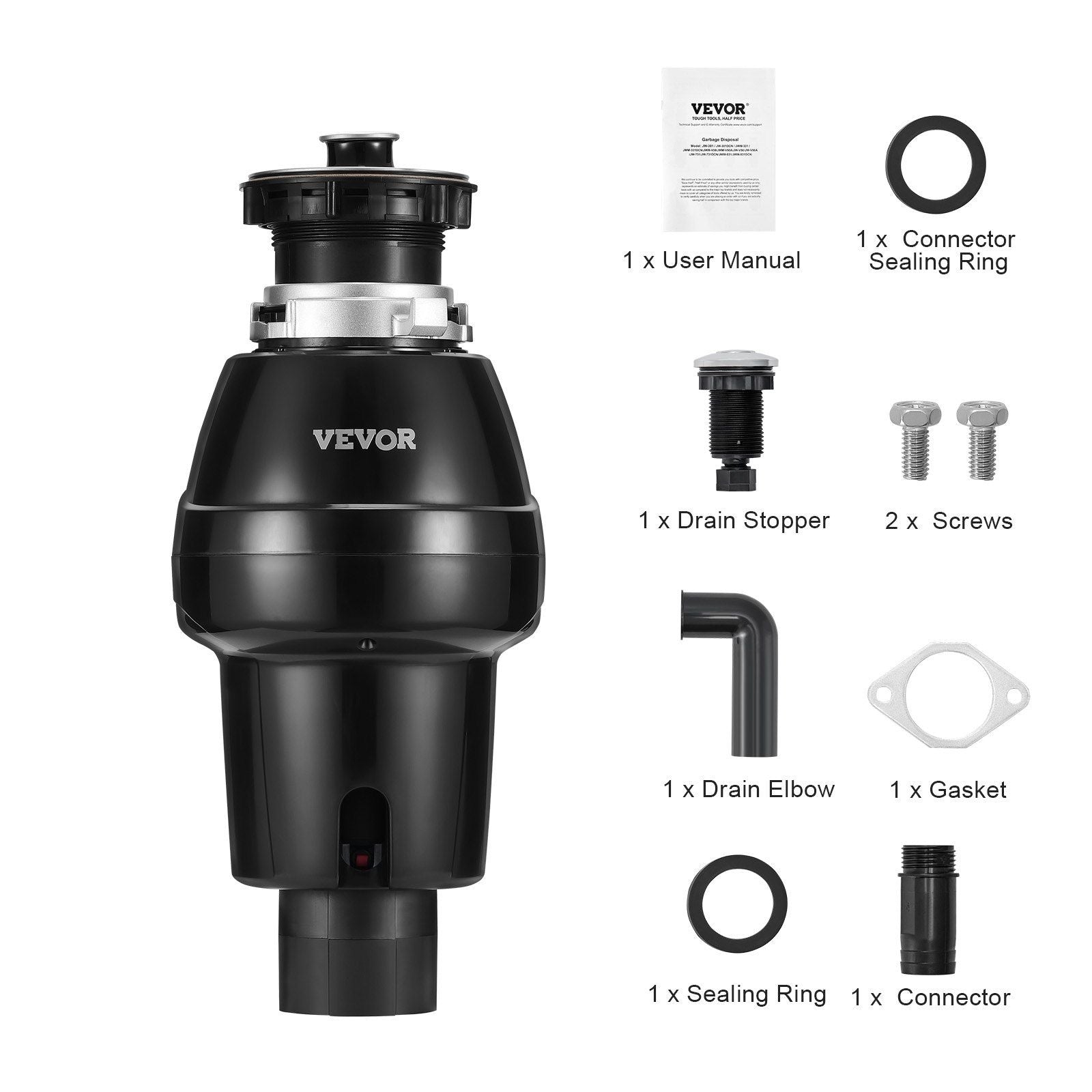 Garbage Disposal 3/4 HP Continuous Food Waste Disposer 3250RPM EZ Connect Corded