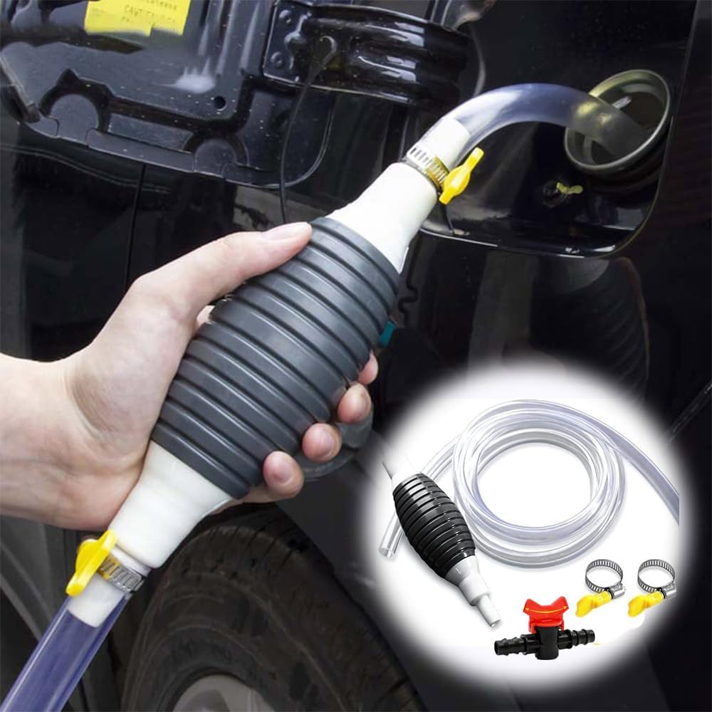 Gas Syphon Hand Pump with Long Hose,Gas Siphon Pump for Gasoline,Fuel Siphon Hose with Ball,Multifunction Liquid Sucker,Liquid Fuel Transfer Siphon Pump Oil Pump,Fuel Transfer Pump Manual,Siphon Pump