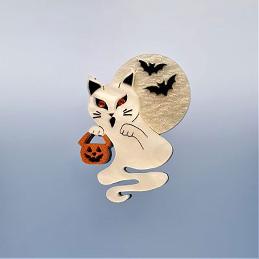Ghost Kitty Brooch by Cherryloco