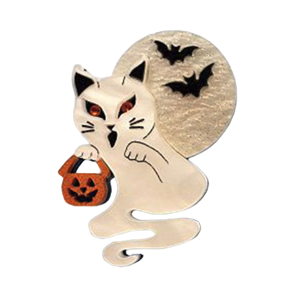 Ghost Kitty Brooch by Cherryloco