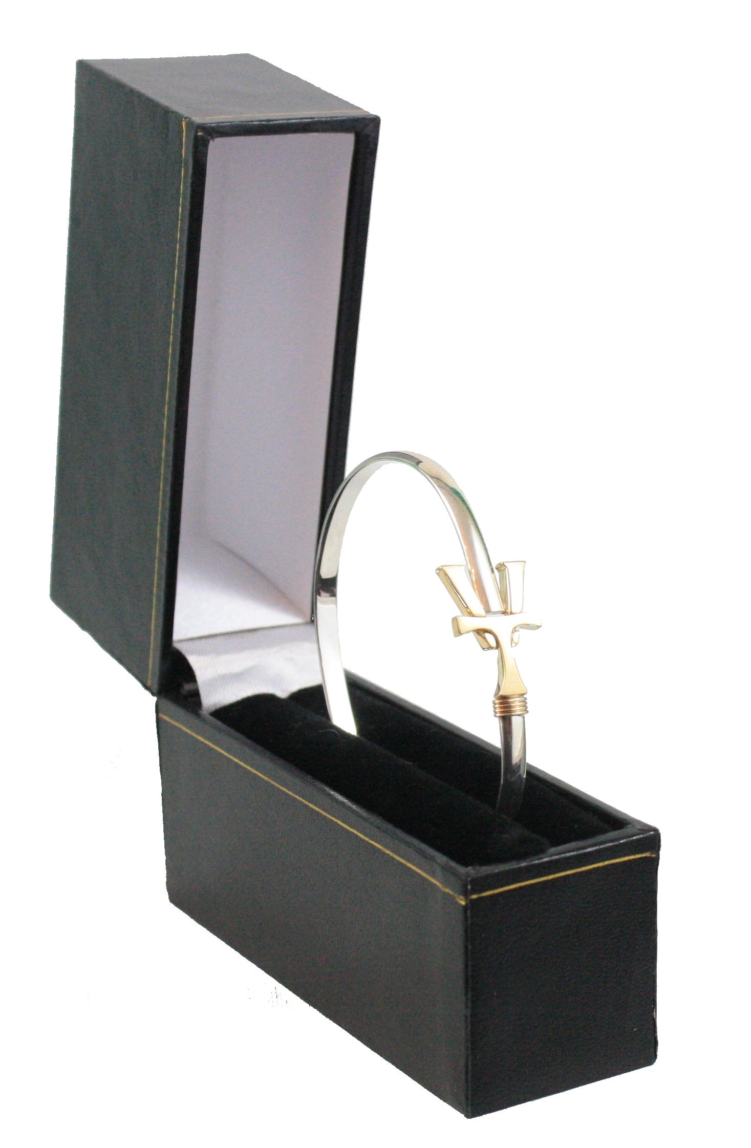 Vermont  Hook Bracelet with Gold 'VT' - 4mm Band - 6.5 Inch