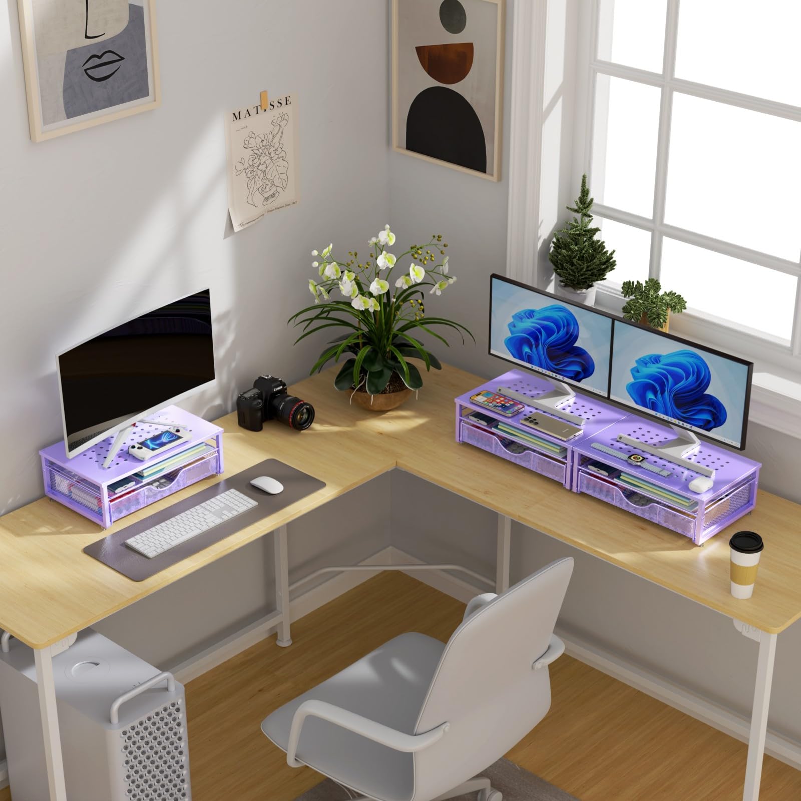 gianotter Computer Monitor Stand Riser, Desk Organizers and Accessories with Drawer, Office Desk Accessories & Workspace Desktop Organizers Storage for Classroom Office Supplies (Black)