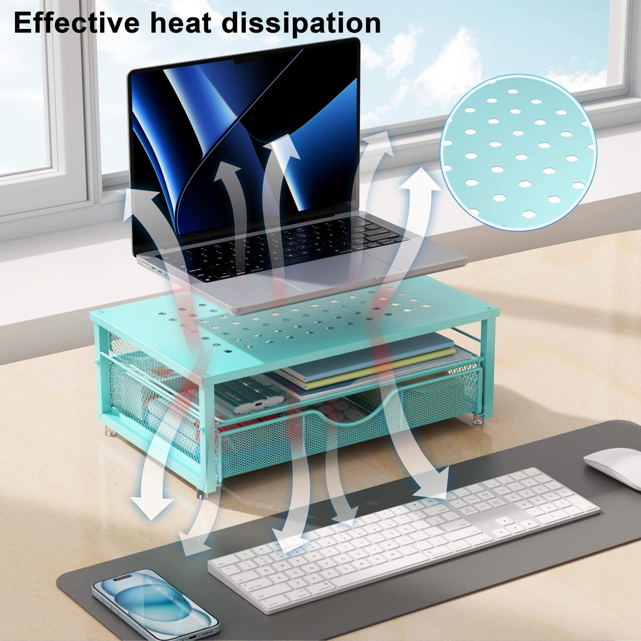 gianotter Computer Monitor Stand Riser, Desk Organizers and Accessories with Drawer, Office Desk Accessories & Workspace Desktop Organizers Storage for Classroom Office Supplies (Black)