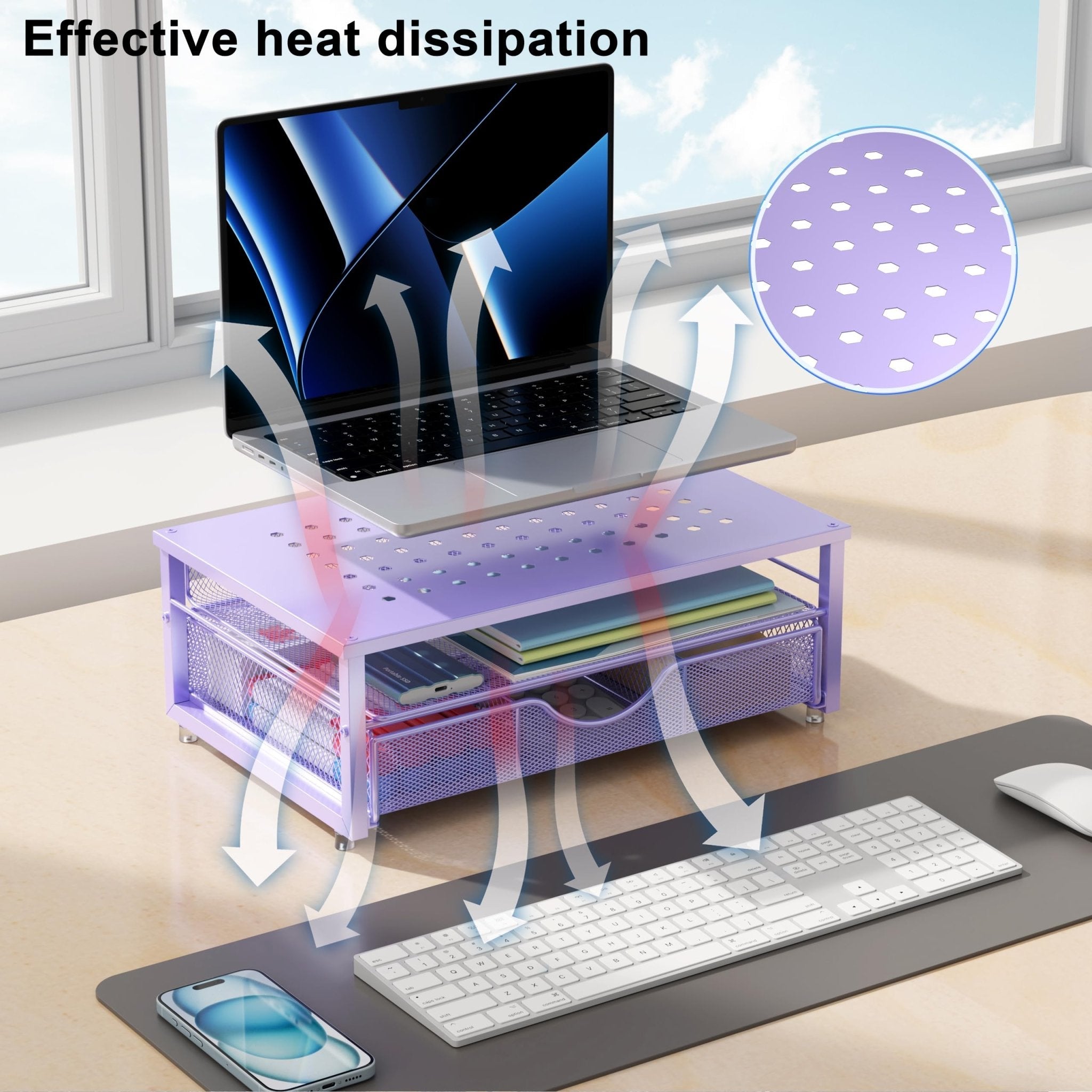 gianotter Computer Monitor Stand Riser, Desk Organizers and Accessories with Drawer, Office Desk Accessories & Workspace Desktop Organizers Storage for Classroom Office Supplies (Black)