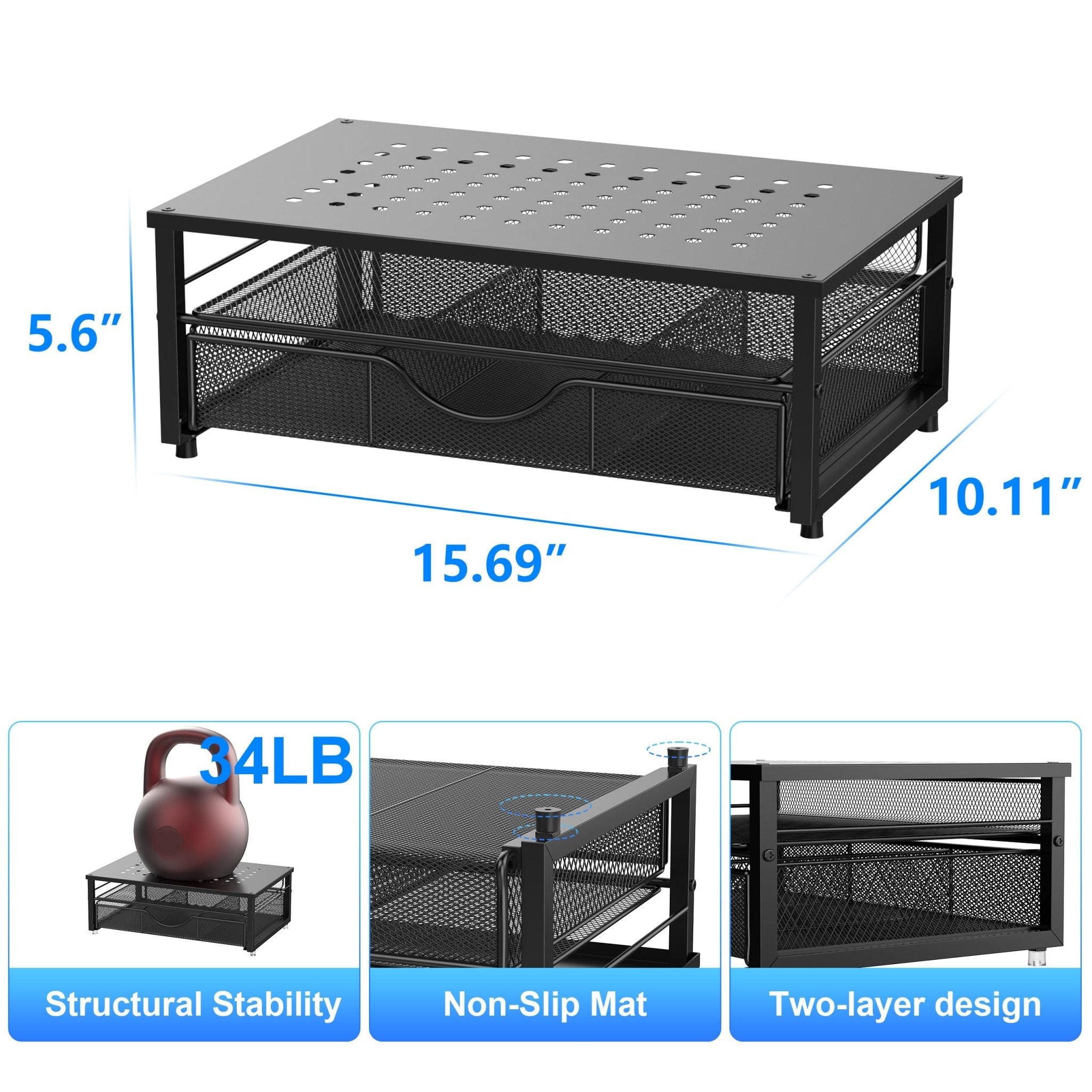 gianotter Computer Monitor Stand Riser, Desk Organizers and Accessories with Drawer, Office Desk Accessories & Workspace Desktop Organizers Storage for Classroom Office Supplies (Black)