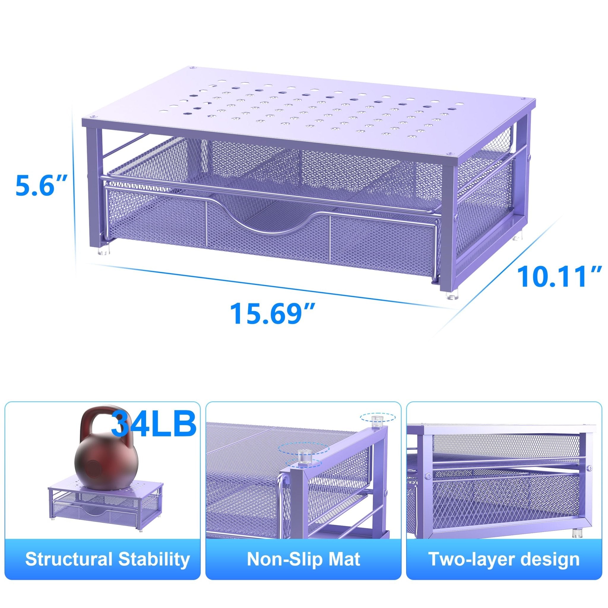 gianotter Computer Monitor Stand Riser, Desk Organizers and Accessories with Drawer, Office Desk Accessories & Workspace Desktop Organizers Storage for Classroom Office Supplies (Black)