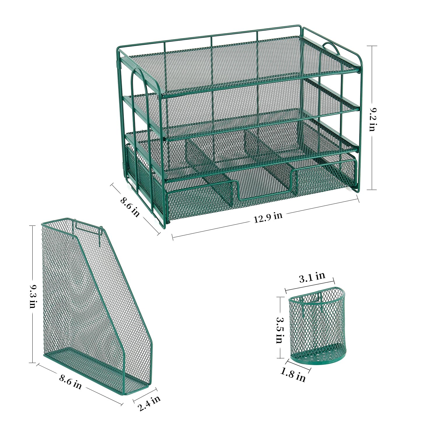 gianotter Desk Organizers and Accessories with File Holder, 4-Tier Desk Accessories & Workspace Organizers with Drawer and 2 Pen Holder, Paper Organizer for Office Supplies (Rose Gold)