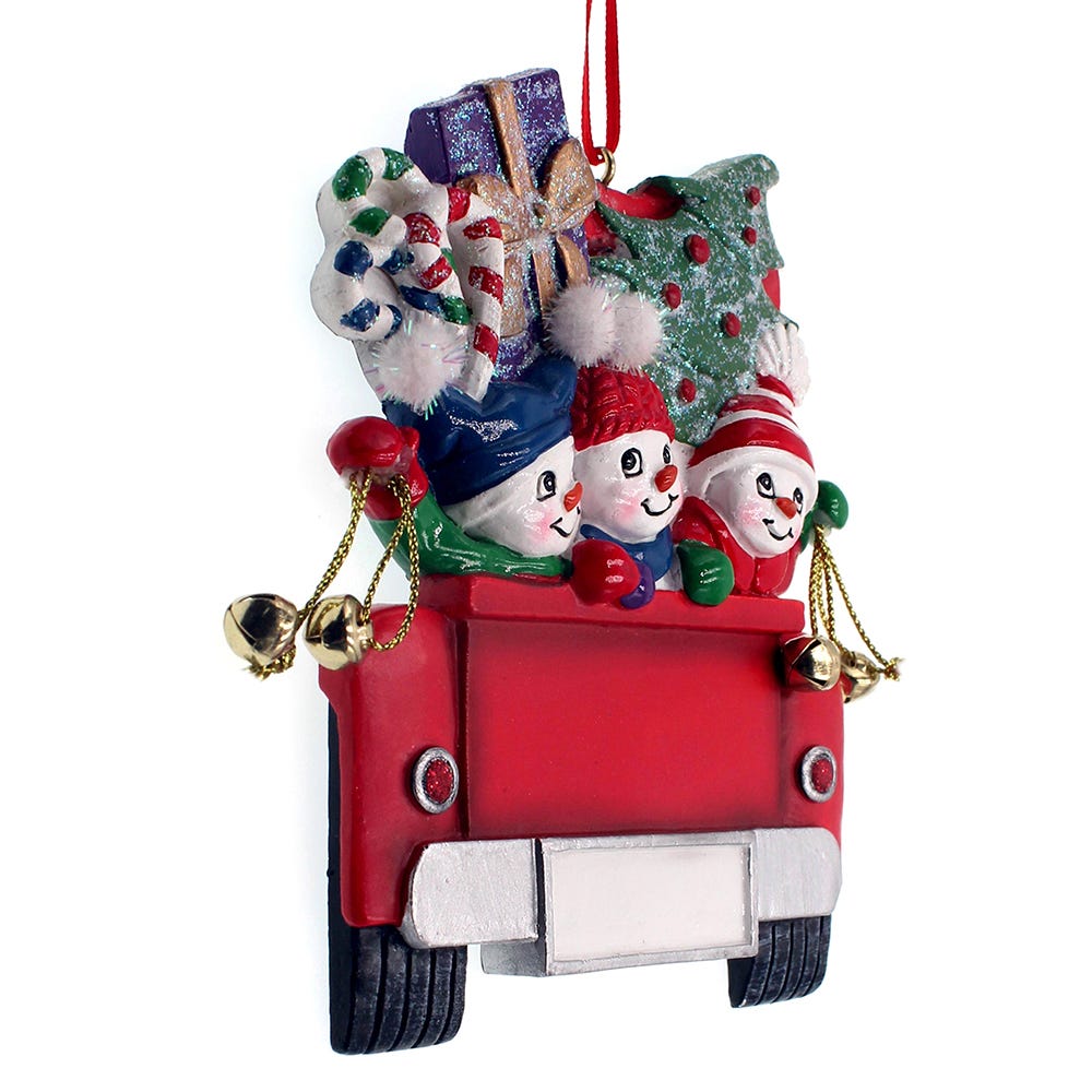 Snowman on Truck Ornament - Family of 3