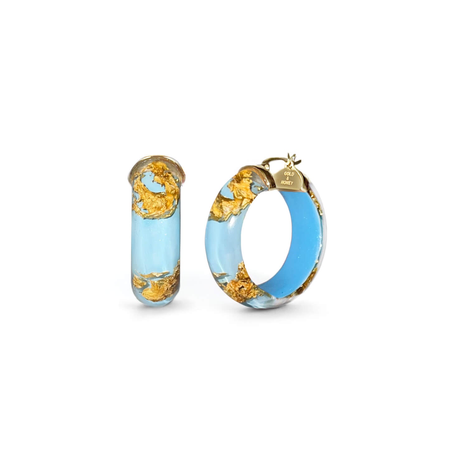 Mini Gold Leaf Lucite Hoop Earrings