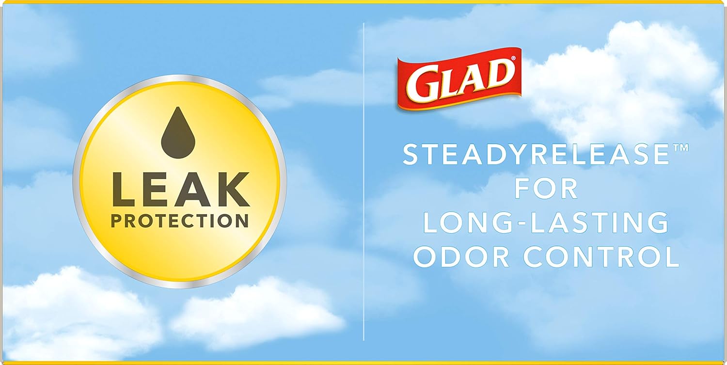 Glad ForceFlex Tall Kitchen Drawstring Trash Bags, 13 Gal, Gain Lemon Zest, 40 Ct (Package May Vary)