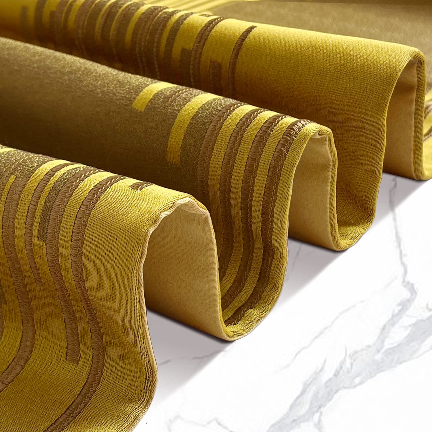 Glam Champagne Table Runner 13 x 98 Inches Long Double Layer Abstract Pattern with Luxury Tassel for Coffee Sofa Dresser Dining Table Fireplace Home Decor