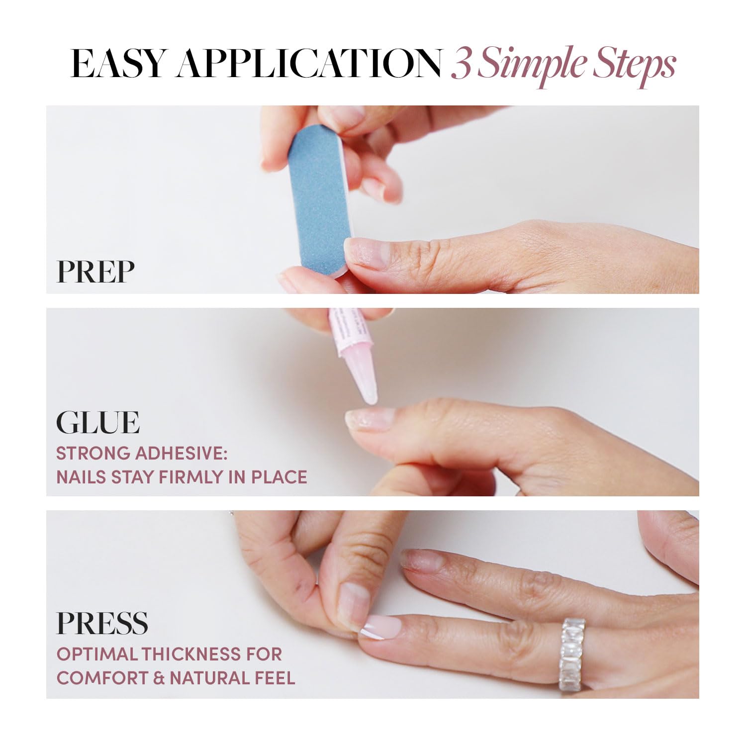 Glamnetic Press On Nails - Goal Digger | Glossy, Semi-Transparent, Short Round Nails, Reusable | 12 Sizes - 30 Nail Kit with Glue
