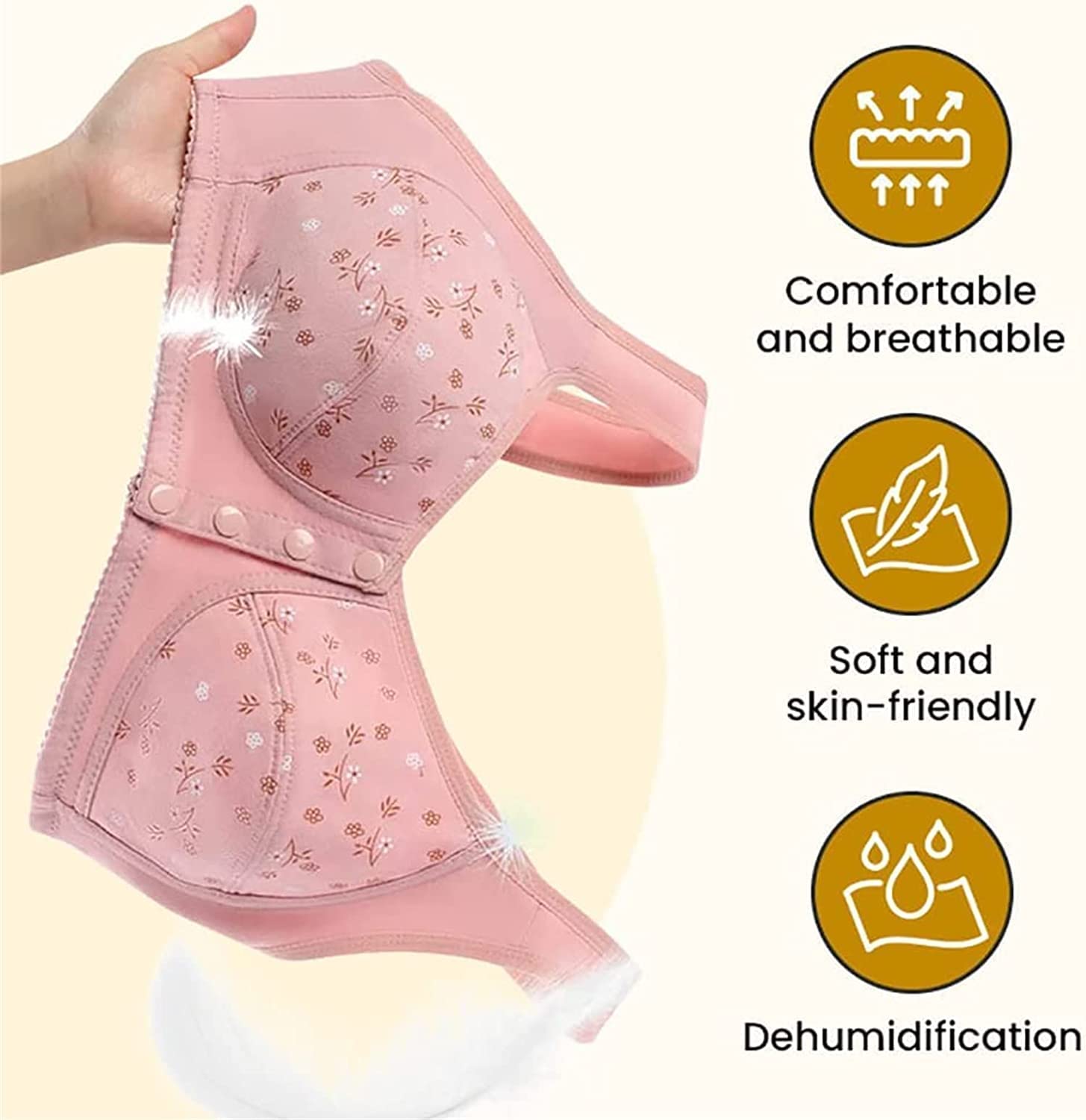 Glamorette Granny Bra,Granny Bras for Older Women Front Snap Closure,Glamorette Snap Front Bra Older Women