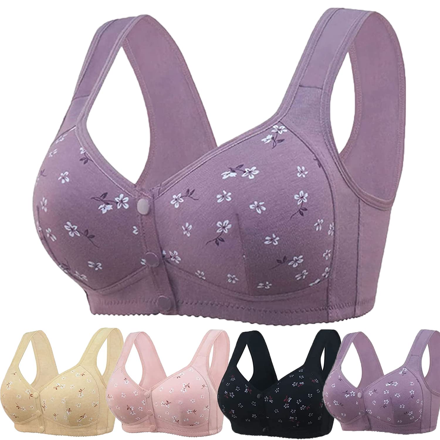 Glamorette Granny Bra,Granny Bras for Older Women Front Snap Closure,Glamorette Snap Front Bra Older Women