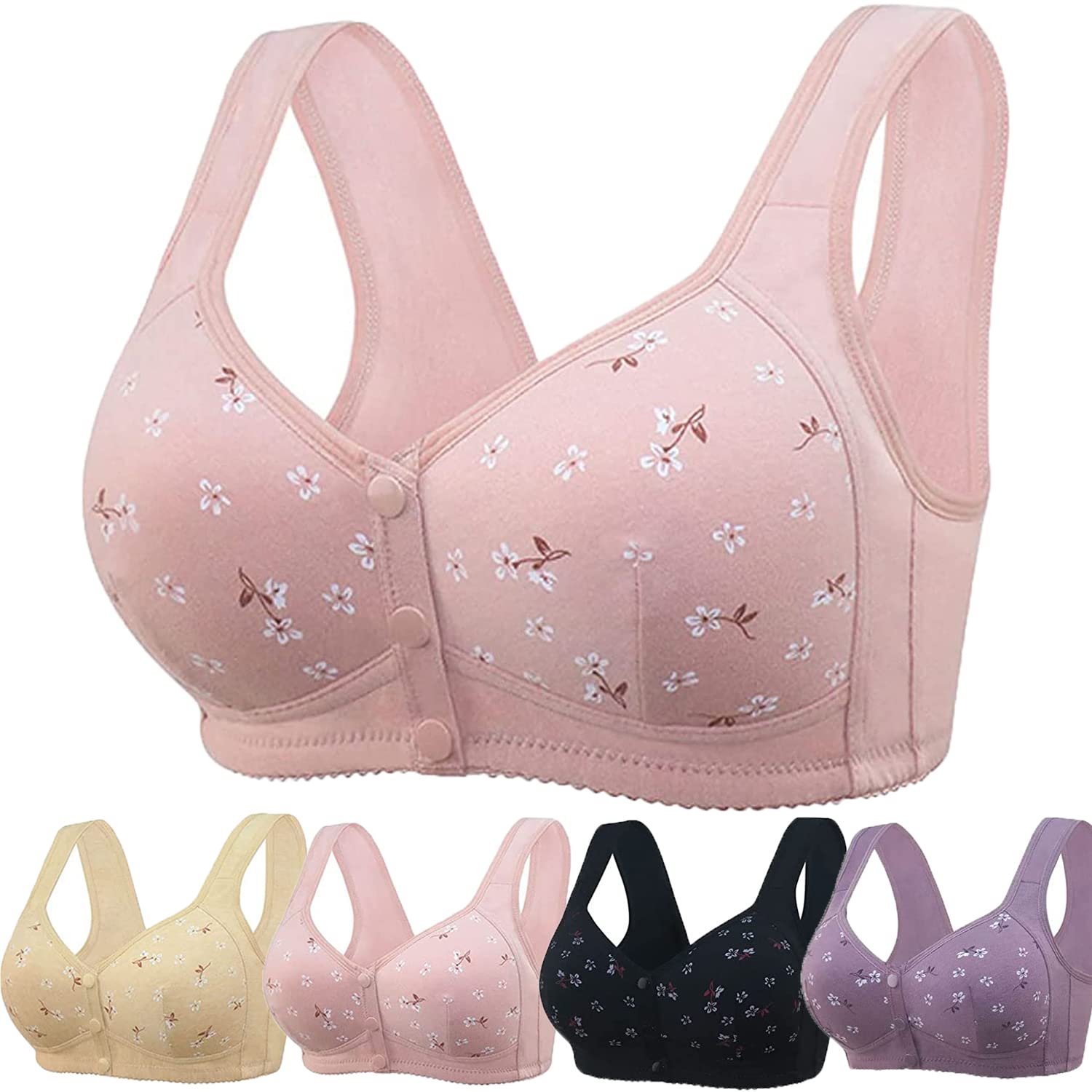 Glamorette Granny Bra,Granny Bras for Older Women Front Snap Closure,Glamorette Snap Front Bra Older Women