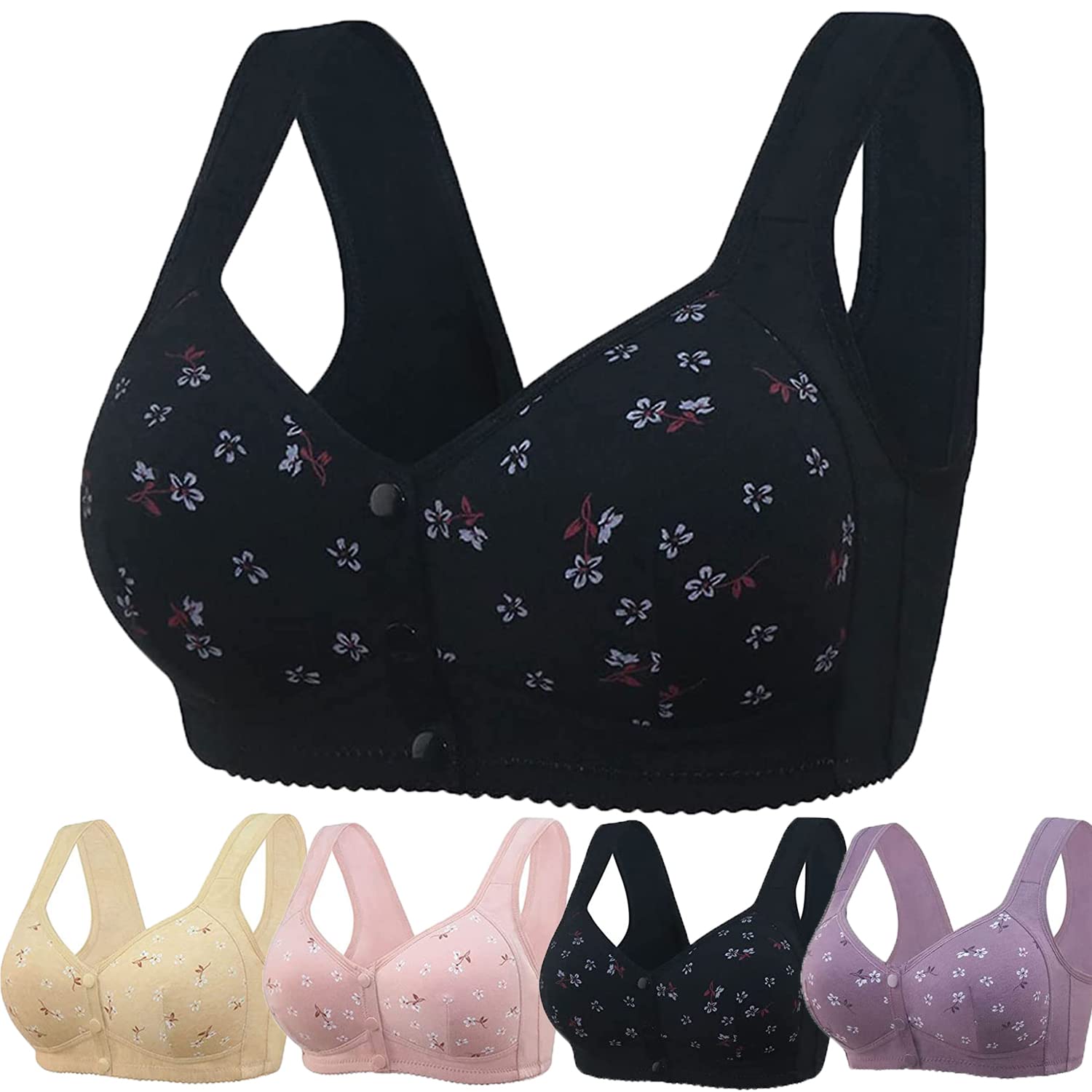 Glamorette Granny Bra,Granny Bras for Older Women Front Snap Closure,Glamorette Snap Front Bra Older Women