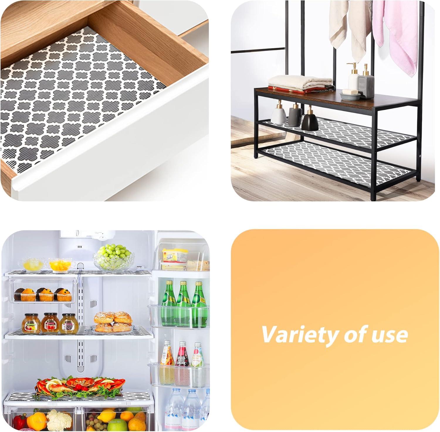 Glotoch 2 Rolls Shelf Liners for Kitchen Cabinets 12” x 20 ft. - Non Adhesive Cabinet and Drawer Liner, Double Sided Non-Slip Durable and Strong, Quatrefoil