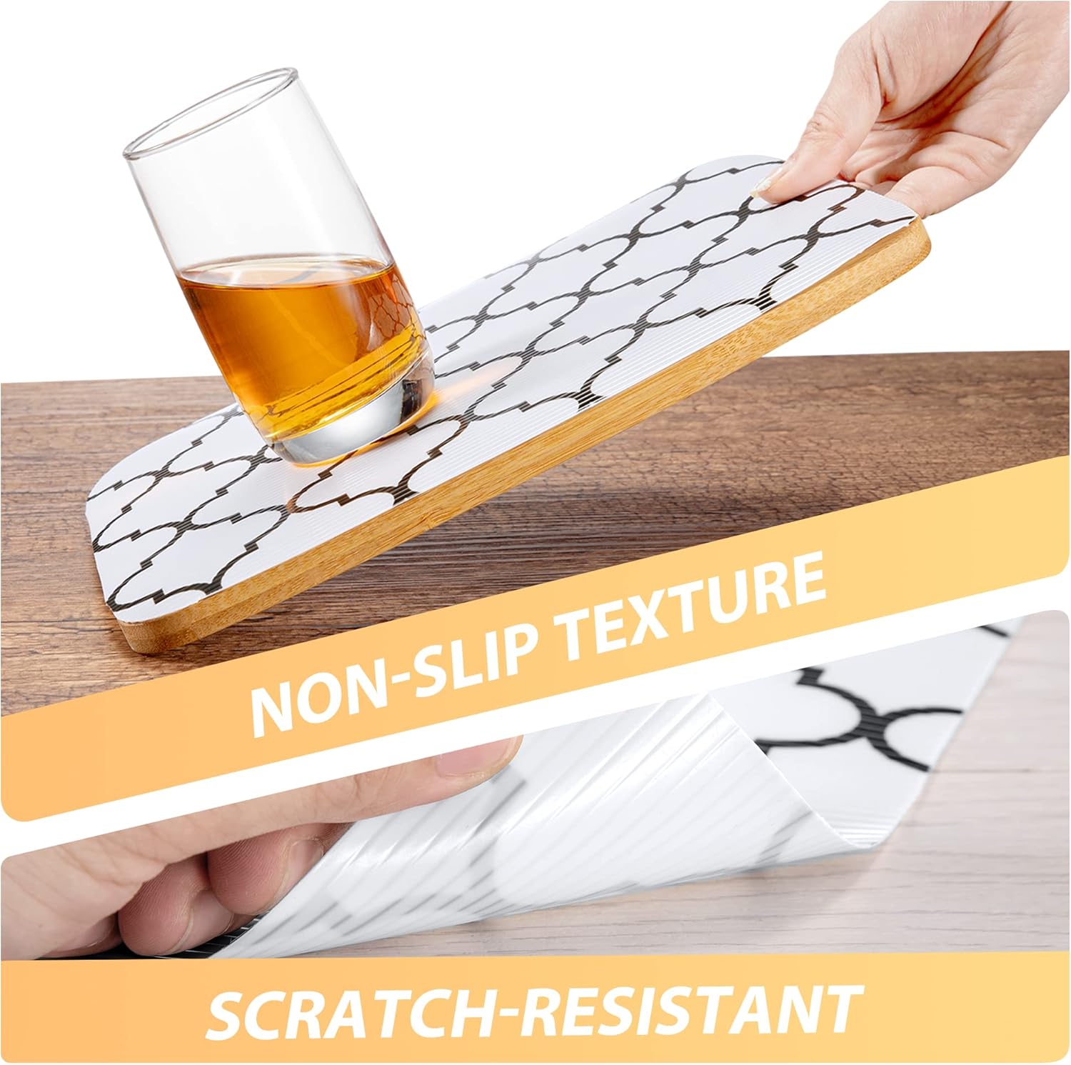 Glotoch 2 Rolls Shelf Liners for Kitchen Cabinets 12” x 20 ft. - Non Adhesive Cabinet and Drawer Liner, Double Sided Non-Slip Durable and Strong, Quatrefoil