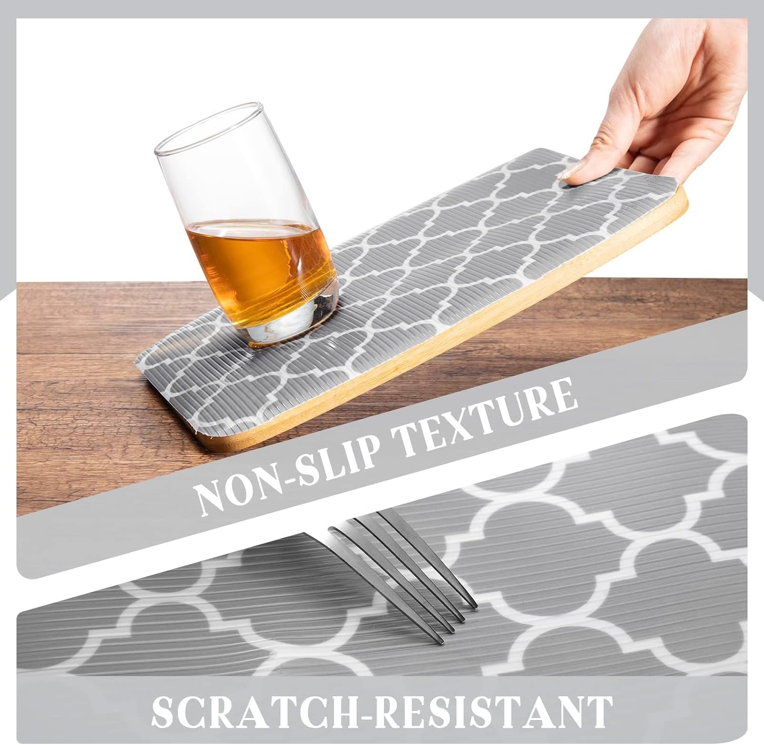 Glotoch 2 Rolls Shelf Liners for Kitchen Cabinets - Non Adhesive Cabinet and Drawer Liner, Double Sided Non-Slip Durable and Strong, 12” x 20 ft & 17.5” x 30 ft