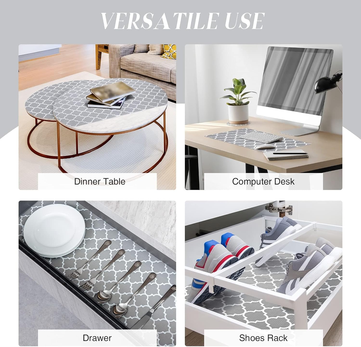 Glotoch 2 Rolls Shelf Liners for Kitchen Cabinets - Non Adhesive Cabinet and Drawer Liner, Double Sided Non-Slip Durable and Strong, 12” x 20 ft & 17.5” x 30 ft