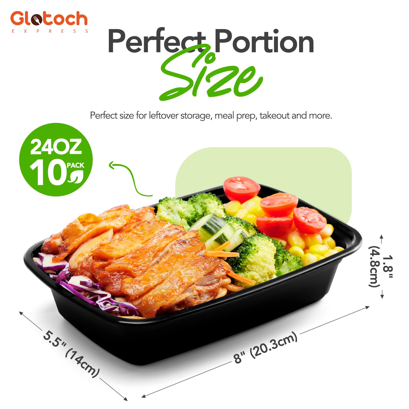 Glotoch 50 Pack (100-Piece) 34oz Meal Prep Containers Reusable with Lids 3-Compartment Containers Microwave, Freezer, Dishwasher Safe - Leakproof Durable To Go Take Out Plastic Food Storage