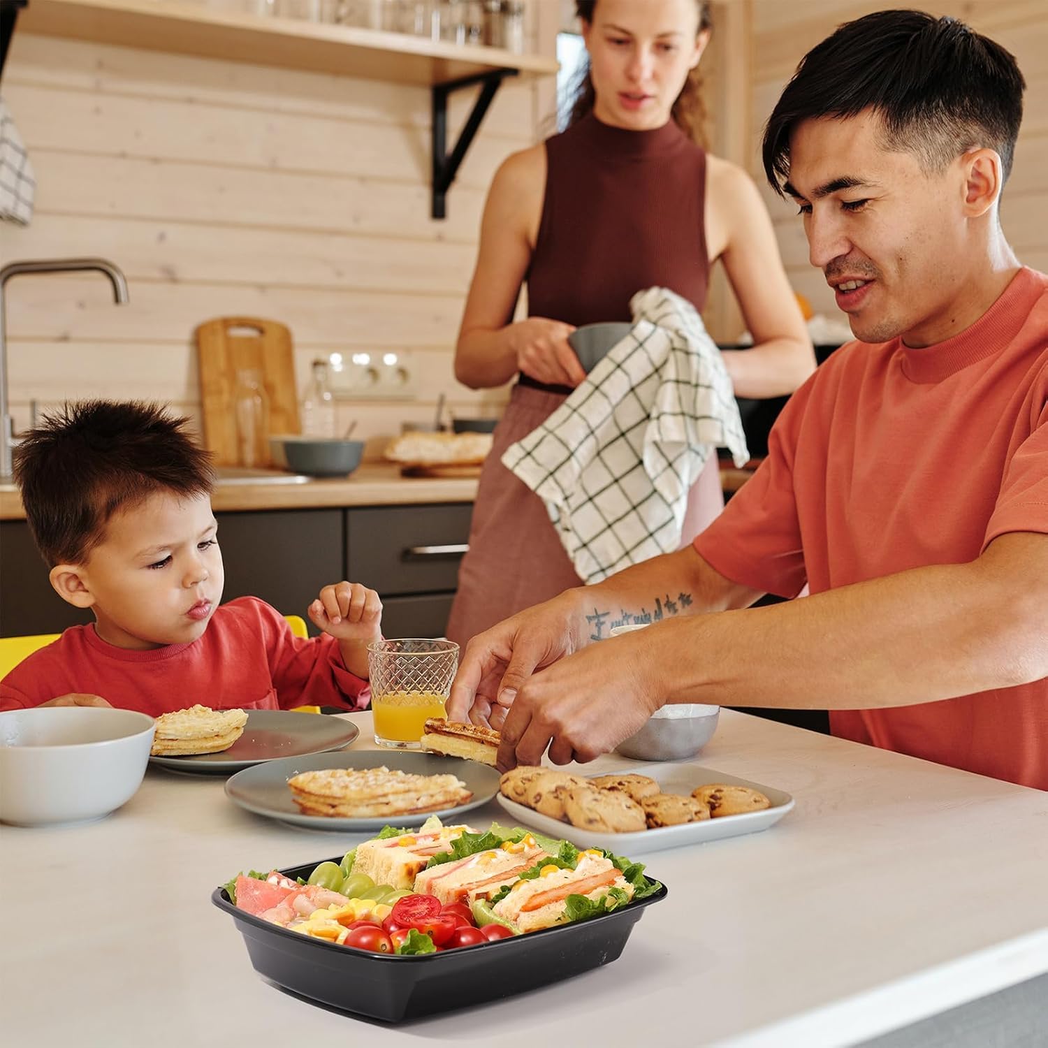 Glotoch 50 Pack 32 oz Meal Prep Containers Reusable, 2 Compartment Food Containers with Lids To Go Containers, Lunch-Microwave,Freezer,Dishwasher Safe