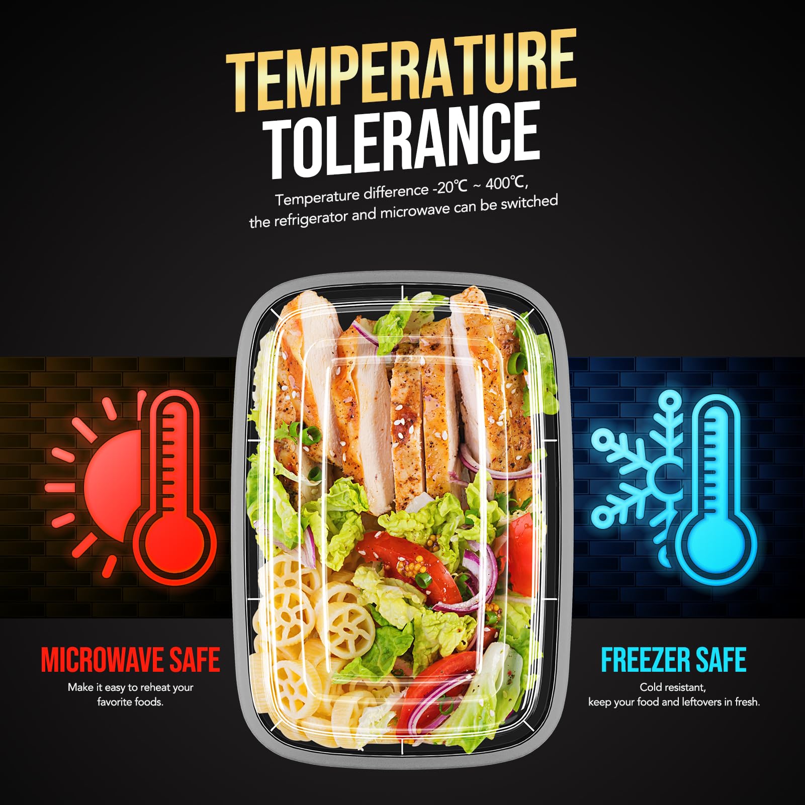 Glotoch 50 Pack 32 oz Meal Prep Containers Reusable, 2 Compartment Food Containers with Lids To Go Containers, Lunch-Microwave,Freezer,Dishwasher Safe