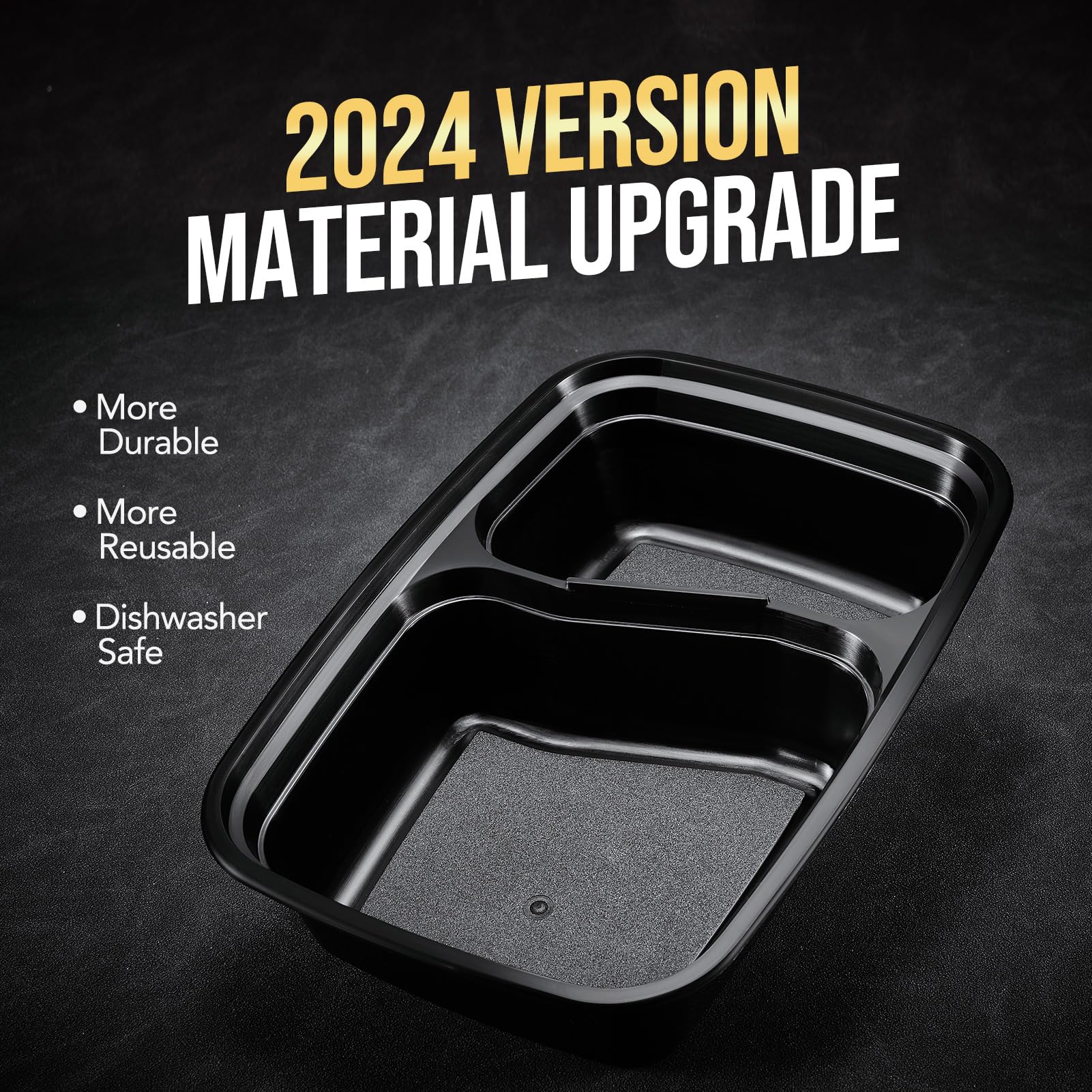 Glotoch 50 Pack 32 oz Meal Prep Containers Reusable, 2 Compartment Food Containers with Lids To Go Containers, Lunch-Microwave,Freezer,Dishwasher Safe