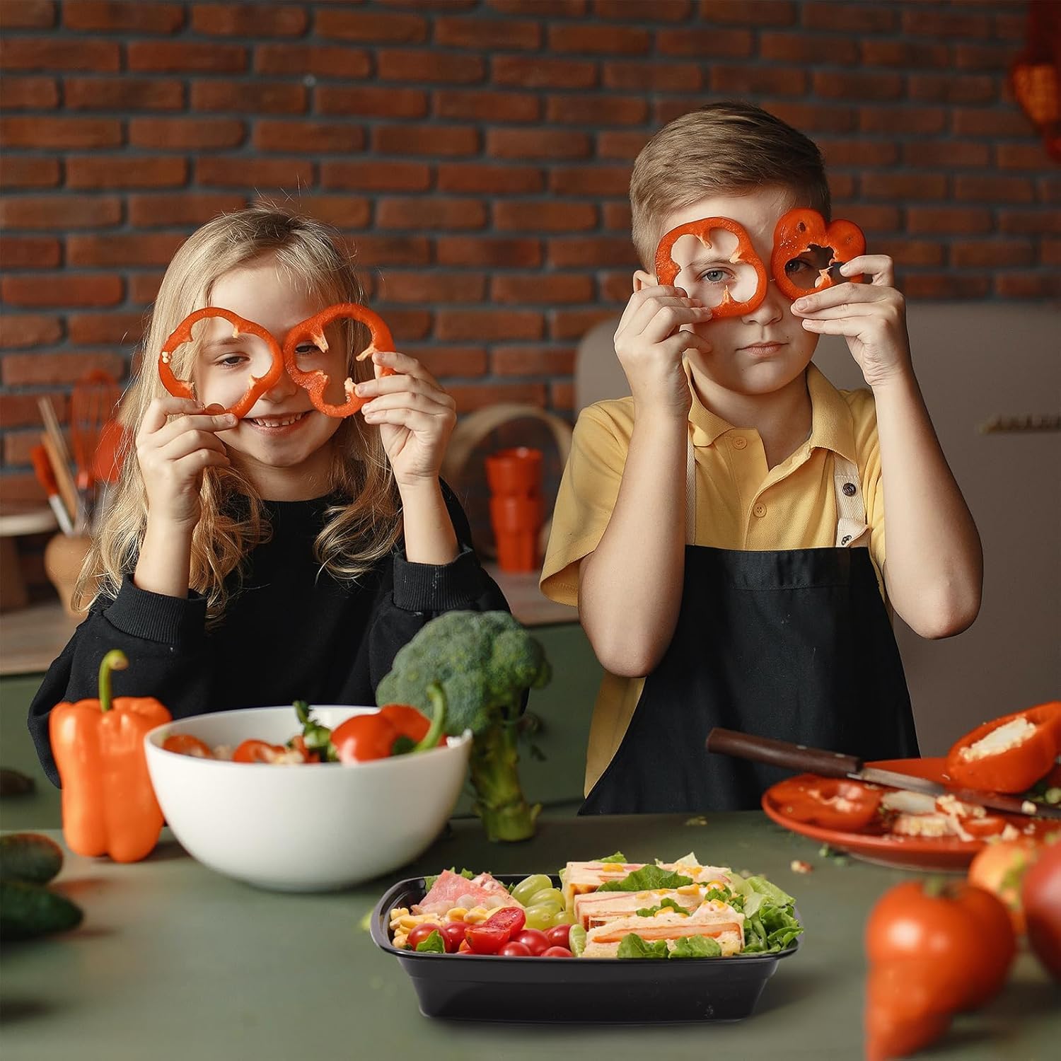 Glotoch 50 Pack 32 oz Meal Prep Containers Reusable, 2 Compartment Food Containers with Lids To Go Containers, Lunch-Microwave,Freezer,Dishwasher Safe