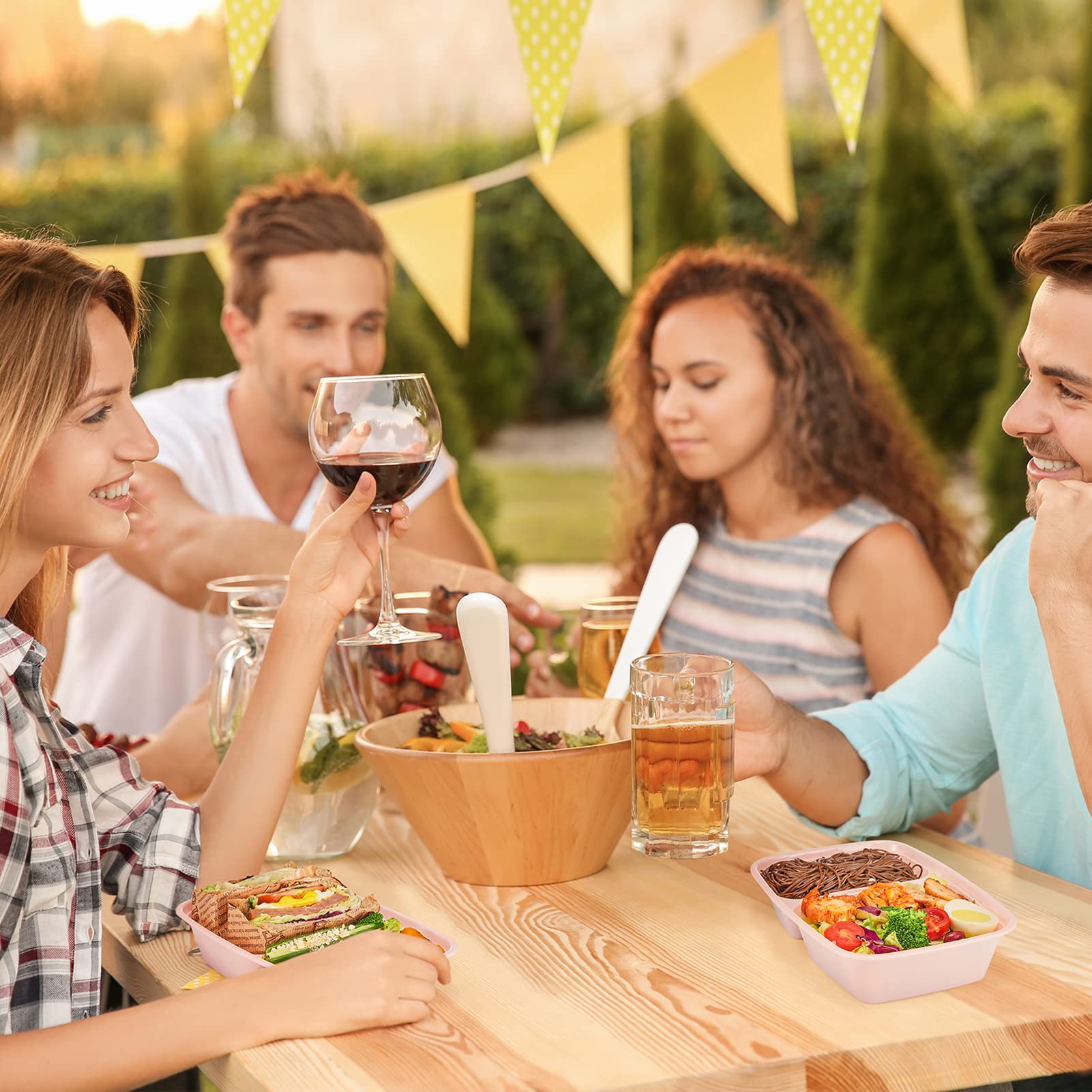 Glotoch 50 Pack 32 oz Meal Prep Containers Reusable, 2 Compartment Food Containers with Lids To Go Containers, Lunch-Microwave,Freezer,Dishwasher Safe