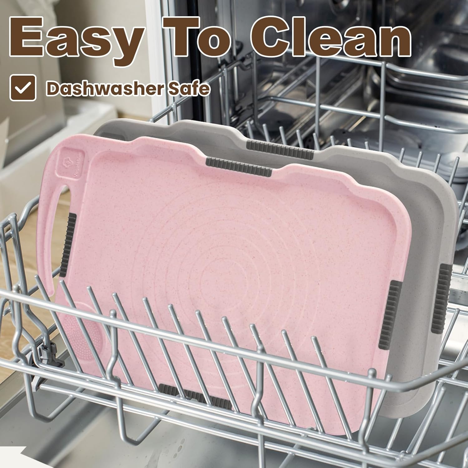 Glotoch Cutting Boards for Kitchen Set of 3, Wheat Straw Chopping Board Dishwasher Safe, BPA Free, Non Slip, 16"X10" Colored Reversible Cutting Board with Stand, Food Icons, Grinder Plate