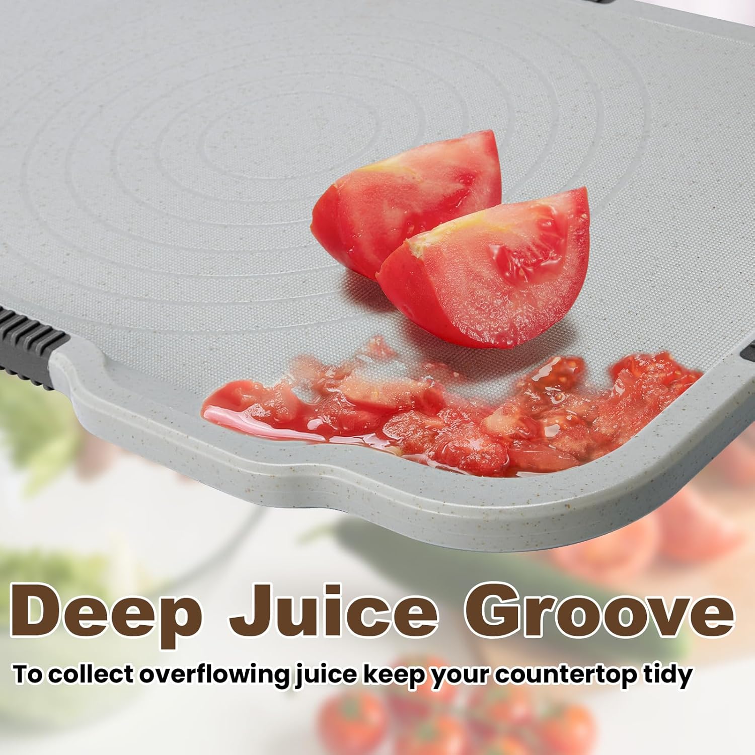 Glotoch Cutting Boards for Kitchen Set of 3, Wheat Straw Chopping Board Dishwasher Safe, BPA Free, Non Slip, 16"X10" Colored Reversible Cutting Board with Stand, Food Icons, Grinder Plate