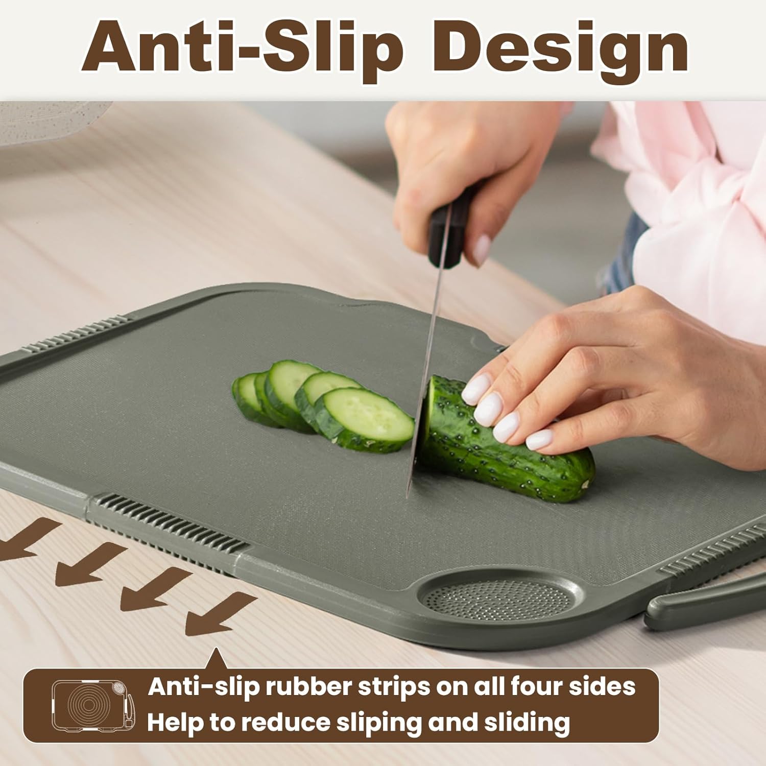 Glotoch Cutting Boards for Kitchen Set of 4, Wheat Straw Chopping Board Dishwasher Safe, BPA Free, Non Slip, 16"X10" Colored Reversible Cutting Board with Stand, Food Icons, Grinder Plate