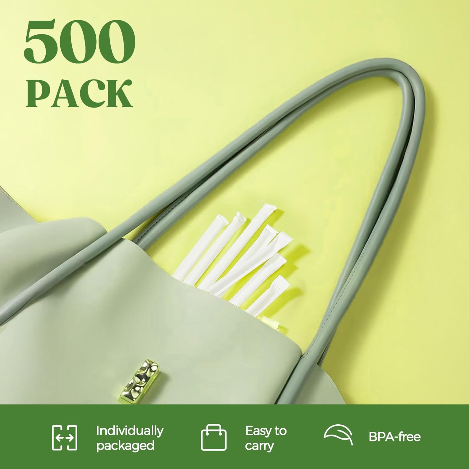 Glotoch Express 16oz 100 Sets Plastic Iced Coffee Cups with Lids and Straws & 500 pcs Individually Wrapped Clear Plastic Straws