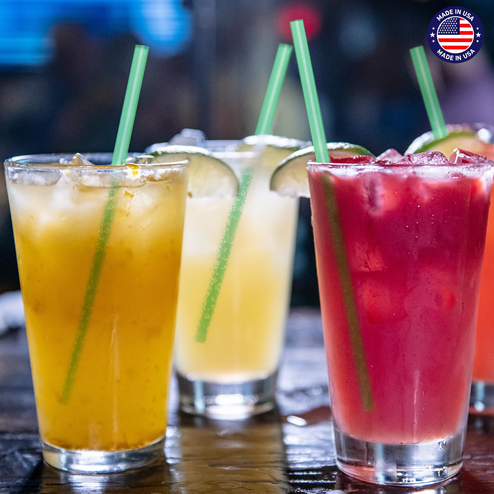 Glotoch Express 500 PCS Individually Wrapped Black Plastic Straws, 7.75'' Long, 0.24'' Diameter Disposable Drinking Straws for Every Occasion, Party, Made in USA