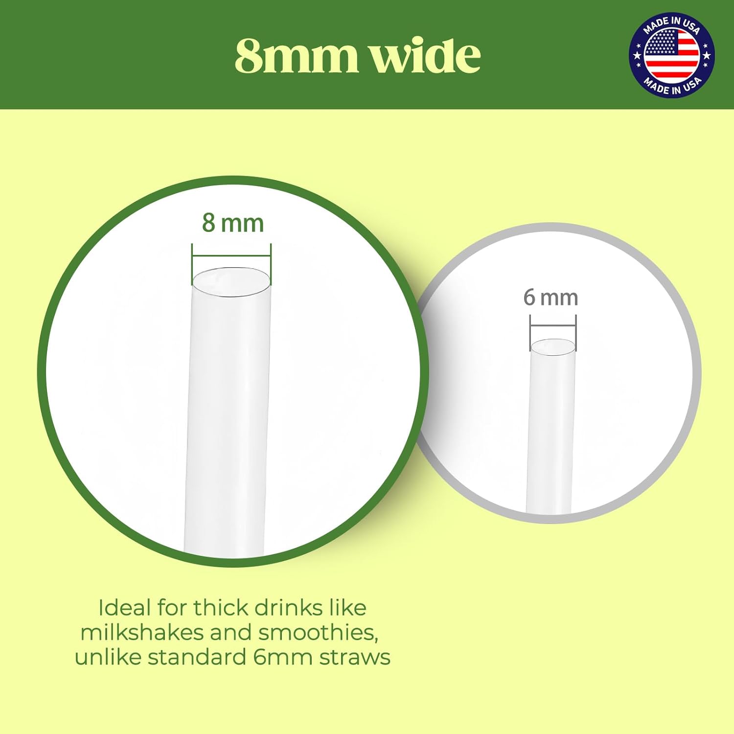 Glotoch Express 500 PCS Smoothie Straws – 10.2 Inch Long, 8mm Diameter Disposable Plastic Drinking Straws, Clear Wide Straw for Milkshakes, Slushies & Kids – Food-Safe, BPA-Free, Made in USA