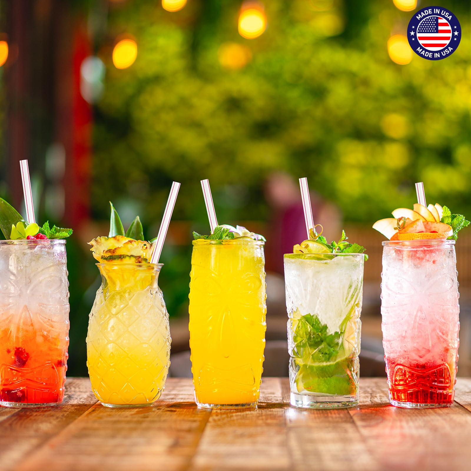 Glotoch Express 500PCS Individually Wrapped Clear Plastic Straws, 7.75'' Long, 0.24'' Diameter Disposable Drinking Straws for Every Occasion, Party, Made in USA